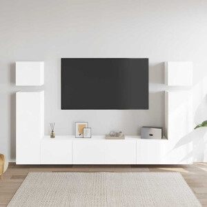 vidaXL 8-delige Tv-meubelset bewerkt hout wit