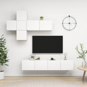 vidaXL 7-delige Tv-meubelset bewerkt hout wit