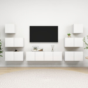 vidaXL 8-delige Tv-meubelset bewerkt hout wit