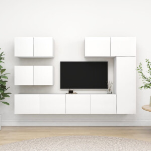 vidaXL 6-delige Tv-meubelset bewerkt hout wit