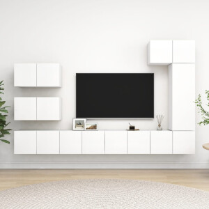 vidaXL 8-delige Tv-meubelset bewerkt hout wit