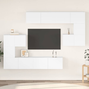 vidaXL 8-delige Tv-meubelset bewerkt hout wit