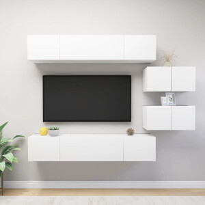 vidaXL 6-delige Tv-meubelset spaanplaat wit