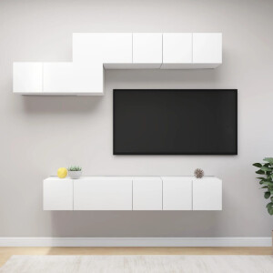 vidaXL 7-delige Tv-meubelset bewerkt hout wit