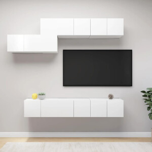 vidaXL 7-delige Tv-meubelset bewerkt hout wit