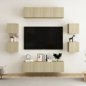 vidaXL 8-delige Tv-meubelset bewerkt hout sonoma eikenkleurig
