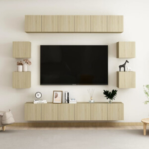 vidaXL 10-delige Tv-meubelset bewerkt hout sonoma eikenkleurig