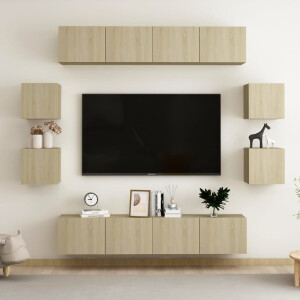 vidaXL 8-delige Tv-meubelset bewerkt hout sonoma eikenkleurig