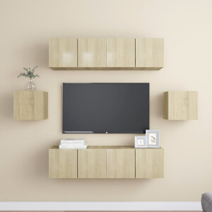 vidaXL 6-delige Tv-meubelset bewerkt hout sonoma eikenkleurig