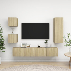 vidaXL 5-delige Tv-meubelset spaanplaat sonoma eikenkleurig