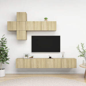 vidaXL 7-delige Tv-meubelset bewerkt hout sonoma eikenkleurig