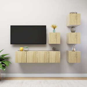 vidaXL 6-delige Tv-meubelset bewerkt hout sonoma eikenkleurig