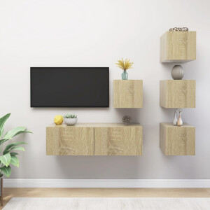 vidaXL 5-delige Tv-meubelset bewerkt hout sonoma eikenkleurig