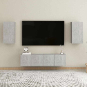 vidaXL 4-delige Tv-meubelset spaanplaat betongrijs