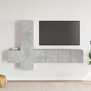 vidaXL 5-delige Tv-meubelset spaanplaat betongrijs
