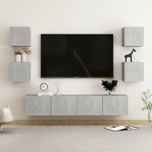 vidaXL 6-delige Tv-meubelset bewerkt hout betongrijs