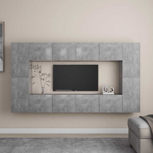 vidaXL 8-delige Tv-meubelset spaanplaat betongrijs