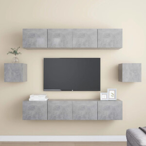 vidaXL 6-delige Tv-meubelset bewerkt hout betongrijs