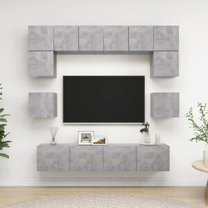vidaXL 8-delige Tv-meubelset bewerkt hout betongrijs