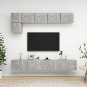 vidaXL 5-delige Tv-meubelset bewerkt hout betongrijs