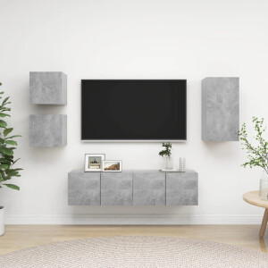 vidaXL 5-delige Tv-meubelset bewerkt hout betongrijs