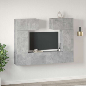 vidaXL 6-delige Tv-meubelset spaanplaat betongrijs