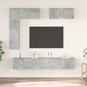 vidaXL 8-delige Tv-meubelset spaanplaat betongrijs