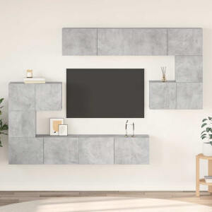 vidaXL 8-delige Tv-meubelset bewerkt hout betongrijs