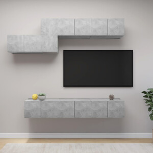 vidaXL 7-delige Tv-meubelset bewerkt hout betongrijs