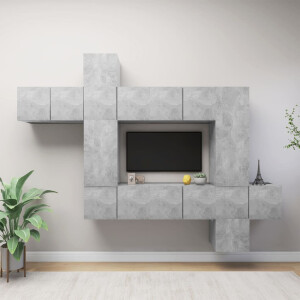 vidaXL 10-delige Tv-meubelset bewerkt hout betongrijs