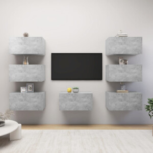vidaXL Tv-meubelen 7 st 30,5x30x60 cm bewerkt hout betongrijs