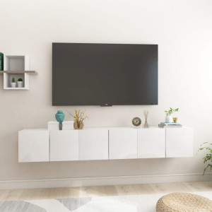 vidaXL TV-hangkasten 3 st 60x30x30 cm hoogglans wit