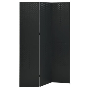 vidaXL Kamerscherm met 3 panelen 120x180 cm staal zwart