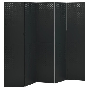 vidaXL Kamerscherm met 5 panelen 200x180 cm staal zwart