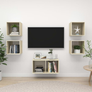 vidaXL 5-delige Tv-meubelset bewerkt hout sonoma eikenkleurig