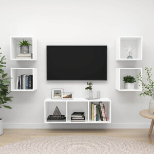 vidaXL 5-delige Tv-meubelset spaanplaat wit