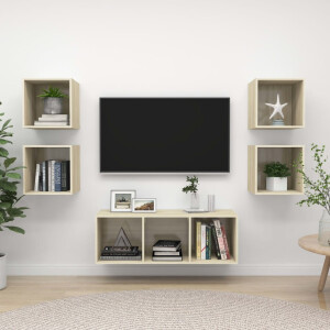 vidaXL 5-delige Tv-meubelset bewerkt hout sonoma eikenkleurig
