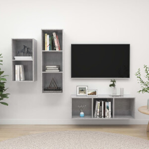 vidaXL 3-delige Tv-meubelset spaanplaat betongrijs