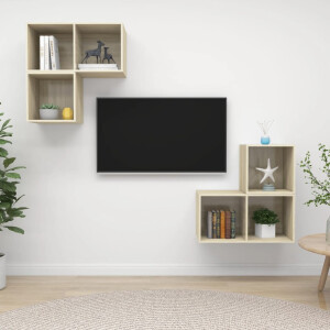 vidaXL 4-delige Tv-meubelset bewerkt hout sonoma eikenkleurig