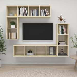 vidaXL 4-delige Tv-meubelset bewerkt hout sonoma eikenkleurig
