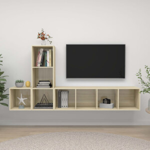 vidaXL 3-delige Tv-meubelset spaanplaat sonoma eikenkleurig