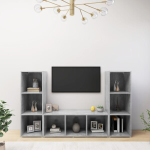 vidaXL Tv-meubelen 3 st 107x35x37 cm bewerkt hout betongrij