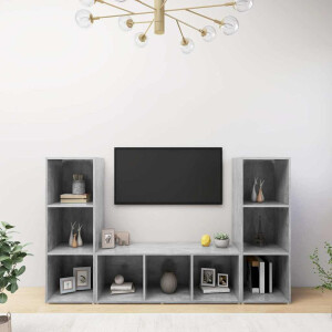 vidaXL Tv-meubelen 3 st 107x35x37 cm bewerkt hout betongrij