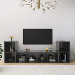 vidaXL Tv-meubelen 4 st 72x35x36,5 cm bewerkt hout hoogglans grijs
