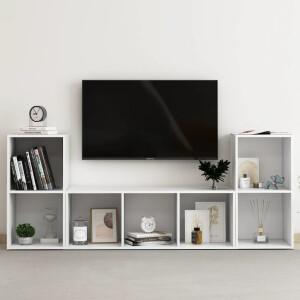vidaXL 3-delige Tv-meubelset bewerkt hout wit