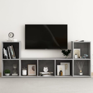 vidaXL 3-delige Tv-meubelset bewerkt hout betongrijs
