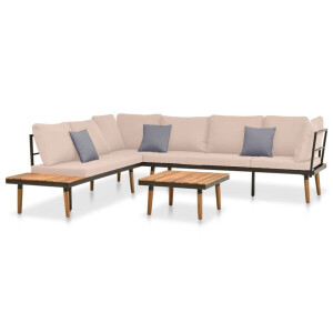 vidaXL 4-delige Loungeset met kussens massief acaciahout