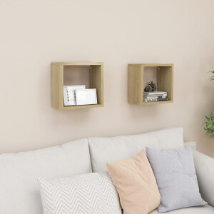 vidaXL Wandschappen kubus 2 st 26x15x26 cm sonoma eikenkleurig