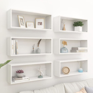 vidaXL Wandschappen kubus 6 st 60x15x23 cm spaanplaat wit