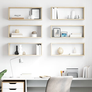 vidaXL Wandschappen kubus 6 st 60x15x23 cm bewerkt hout sonoma eiken